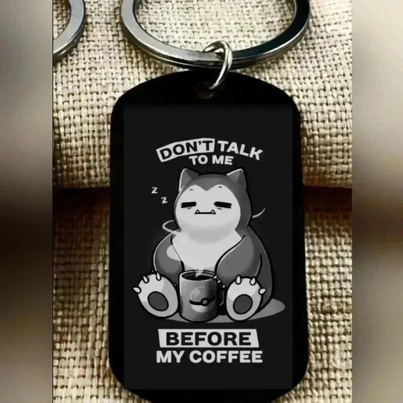 Pikemon snorlax needs coffee Sleepy hot cute keychain - Picture 1 of 1